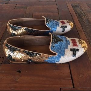 Steve Madden Aztec Sequin Flats Loafers Tribal 8.5